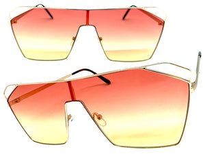 Oversized Sleek Modern Retro Shield Style SUNGLASSES Large Rose Gold Frame 4577