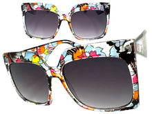 Oversized Exaggerated Vintage Retro Style SUNGLASSES X-Large Square Floral Frame 49308