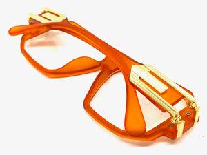 Classic Vintage Retro Hip Hop Rapper Style Clear Lens EYEGLASSES Orange & Gold Frame 5408