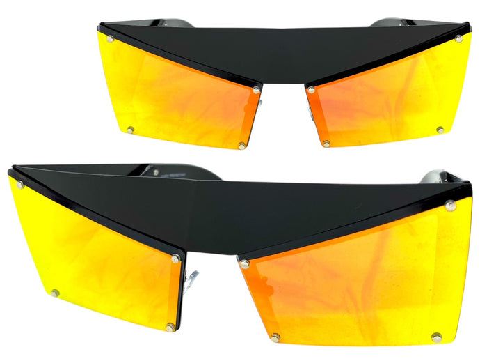 Modern Retro Futuristic Party Raver Style SUNGLASSES Unusual Black Frame 5275