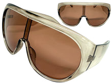 Oversized Exaggerated Modern Rerto Shield Style SUNGLASSES Large Gray Frame 68246