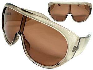 Oversized Exaggerated Modern Rerto Shield Style SUNGLASSES Large Gray Frame 68246