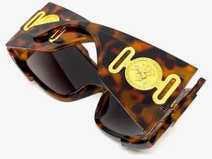 Oversized Classic Retro Wrap Shield Style SUNGLASSES Huge Super Thick Leopard Frame 80639