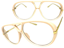 Oversized Classic Vintage Retro Hip Hop Style Clear Lens EYEGLASSES Large Cream & Gold Frame 26008