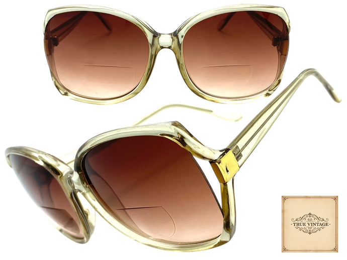 Oversized Classic TRUE Vintage Retro Style BIFOCAL READING SUNGLASSES READERS Big Frame Lens Strength +2.50