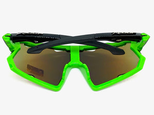 Oversized Retro Sporty Wrap Around Style SUNGLASSES Large Black & Green Frame 3693