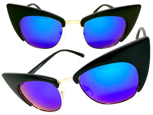 Classic Vintage Retro Cat Eye Style SUNGLASSES Funky Black & Gold Frame 1751
