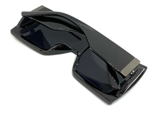 Oversized Modern Retro Shield Style SUNGLASSES Large Black Frame 80550