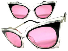 Classic Vintage Retro Cat Eye Style SUNGLASSES Funky Clear & Black Frame 1720