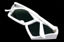 Exaggerated Modern Retro Futuristic Style SUNGLASSES Funky White Frame 2175