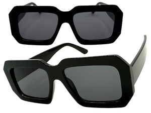 Classic Vintage Retro Style SUNGLASSES Thick Square Black Frame - Dark Lens 75005