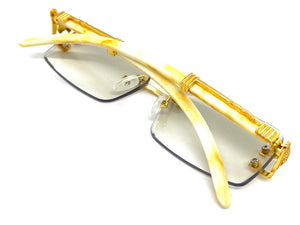 Classy Elegant Sophisticated Luxury Hip Hop Style SUNGLASSES Rimless Gold Frame 5210