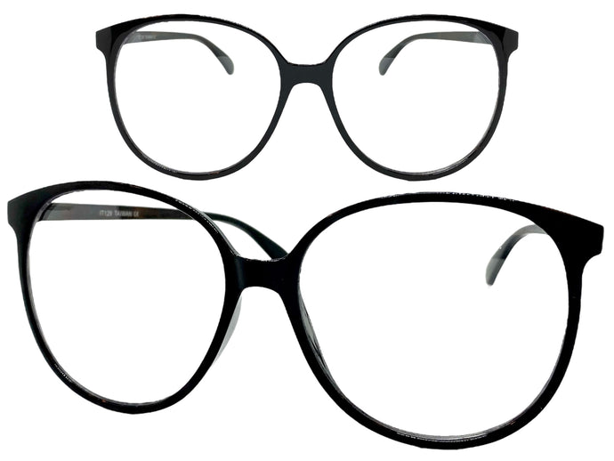 Oversized Classic Vintage Retro Style Clear Lens EYEGLASSES Large Round Black Frame I129
