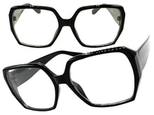 Oversized Classic Vintage Retro Style Clear Lens EYEGLASSES Large Square Black Frame 80843