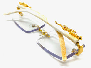 Classy Elegant Luxury Modern Designer Style Clear Lens EYEGLASSES Gold Rimless Frame 5302