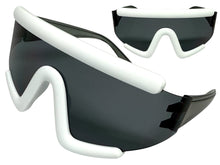 Oversized Exaggerated Modern Rerto Shield Style SUNGLASSES Large White Frame 63290