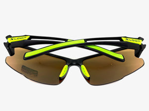Sporty Wrap Around Cycling Fishing Biker SUNGLASSES Sleek Black Frame - Green Lens 2754