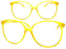 Oversized Classic Vintage Retro Style Clear Lens EYEGLASSES Large Round Yellow Frame I129
