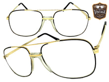 Classic TRUE Vintage Retro Aviator Style Clear Lens EYEGLASSES Gold Frame - Glass Lens 9006