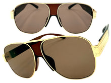 Classic Hardcore Biker Gangster Hip Hop Rapper Style SUNGLASSES Gold & Brown Frame - Brown Lens 4000