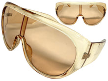 Oversized Exaggerated Modern Rerto Shield Style SUNGLASSES Large Nude Frame 68246