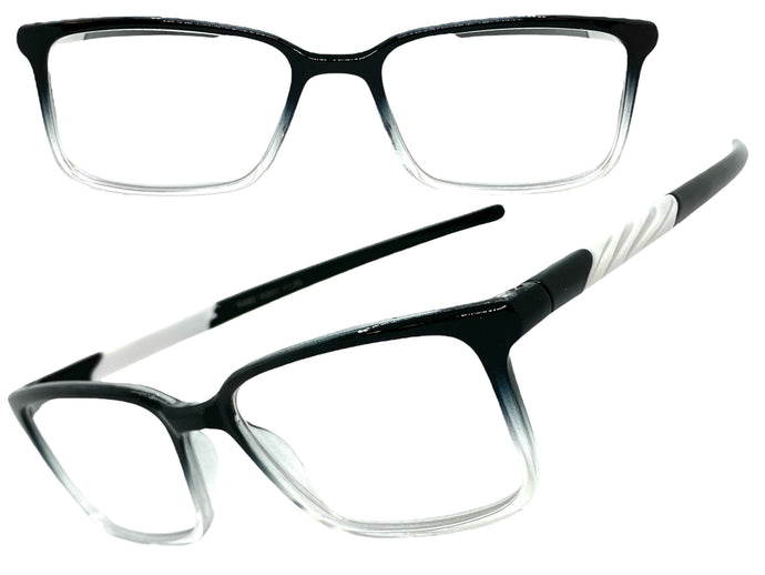 Classy Contemporary Modern Style READING GLASSES READERS Black Frame Lens Strength +2.00