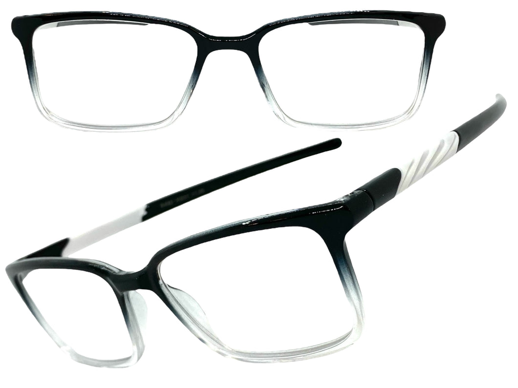 Classy Contemporary Modern Style READING GLASSES READERS Black Frame Lens Strength +2.00