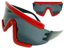 Oversized Exaggerated Modern Rerto Shield Style SUNGLASSES Large Red Frame 63290