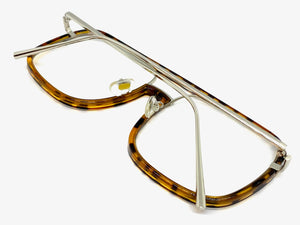 Oversized Vintage Retro Style Clear Lens EYEGLASSES Large Tortoise & Silver Frame 53102