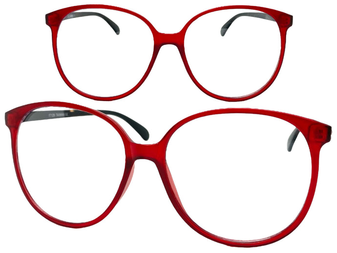 Oversized Classic Vintage Retro Style Clear Lens EYEGLASSES Large Round Red Frame I129