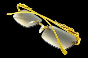 Classy Elegant Sophisticated Luxury Style Clear with Slight Tint Lens SUNGLASSES Rimless Gold Frame E0661A