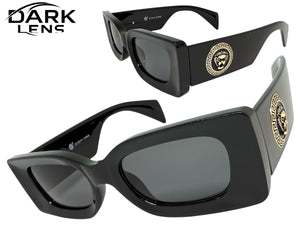 Classic Hardcore Biker Gangster Style SUNGLASSES Black Frame - Dark Lens 5015