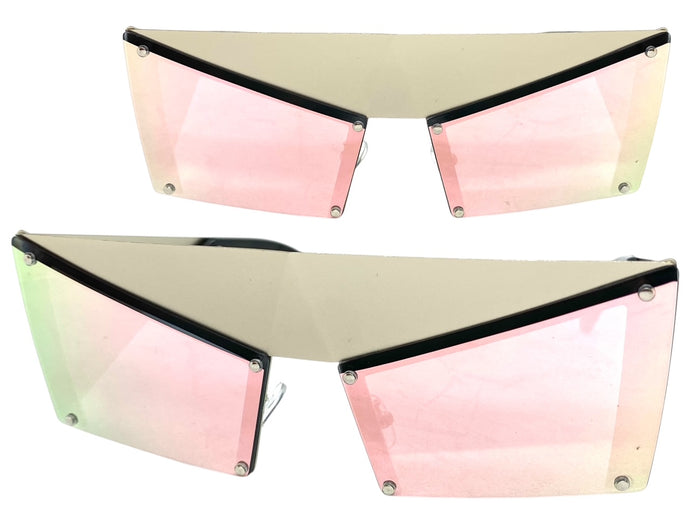 Modern Retro Futuristic Party Raver Style SUNGLASSES Unusual Silver Frame 5275