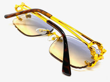 Classy Elegant Luxury Modern Designer Style SUNGLASSES Gold Rimless Frame 5294