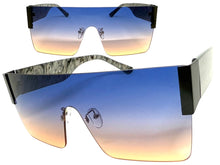 Oversized Exaggerated Modern Retro Shield Style SUNGLASSES Large Rimless Frame 2270