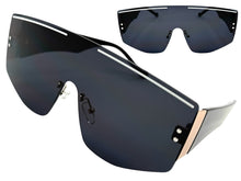 Oversized Futuristic Modern Retro Shield Style SUNGLASSES Large Flat Dark Lens 10858