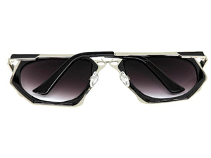 Exaggerated Classic Vintage Retro Style SUNGLASSES Unique Black & Silver Frame 4464
