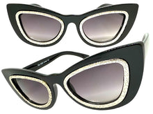 Exaggerated Classic Vintage Retro Cat Eye Style SUNGLASSES Funky Black Frame 1639
