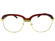 Classic Retro Luxury Designer Hip Hop Style Clear Lens EYEGLASSES Square Gold & Faux Wooden Frame E0425