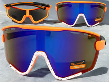 Oversized Retro Sporty Wrap Around Style SUNGLASSES Large Orange & White Frame 3694