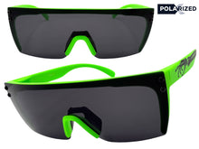 Classic Hardcore Biker Gangster Wrap Shield Style POLARIZED SUNGLASSES Neon Green Frame - Dark Lens X0018