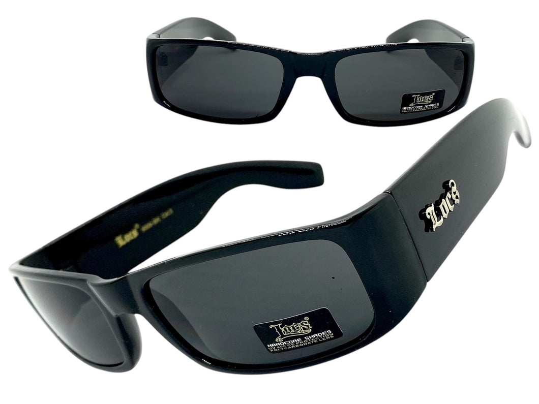 Classic Hardcore Biker Gangster Style LOCS SUNGLASSES Black Frame Dark Lens 9006