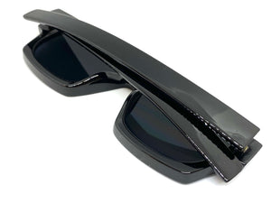 Classic Vintage Retro Style SUNGLASSES Square Black Frame - Dark Lens 1219