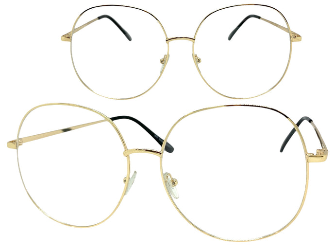 Oversized Exaggerated Vintage Retro Style Clear Lens EYEGLASSES Large Gold Frame 6404