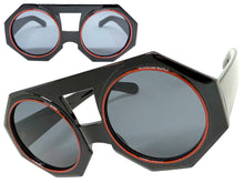 Oversized Exaggerated Vintage Retro Style SUNGLASSES Large Geometric Black Frame 1335