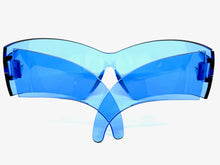 Oversized Space Futuristic Robotic Cyclops Shield Costume Party SUNGLASSES Huge Blue Lens 2170