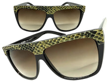 Oversized Classic Vintage Retro Style SUNGLASSES Large Black Snakeskin Frame 1201