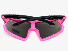 Oversized Retro Sporty Wrap Around Style SUNGLASSES Large Black & Pink Frame 3693
