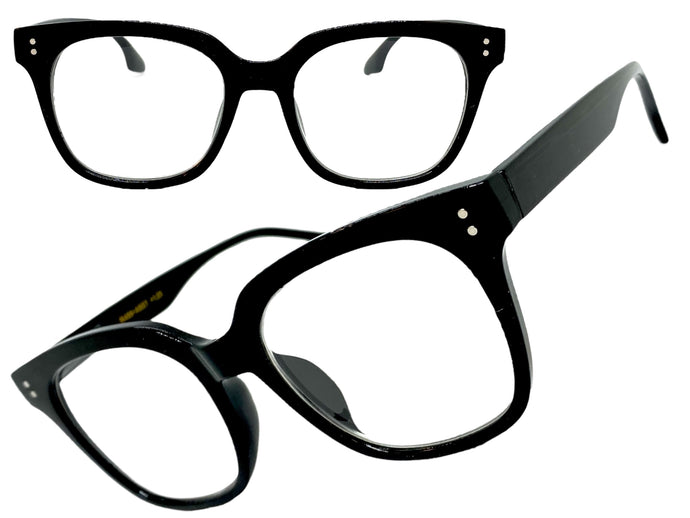 Classic Vintage Retro Style READING GLASSES READERS Black Frame Lens Strength +2.75