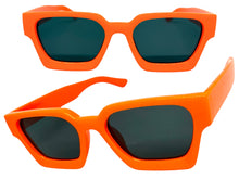 Classic Vintage Retro Style SUNGLASSES Thick Neon Orange Frame - Dark Lens 1402